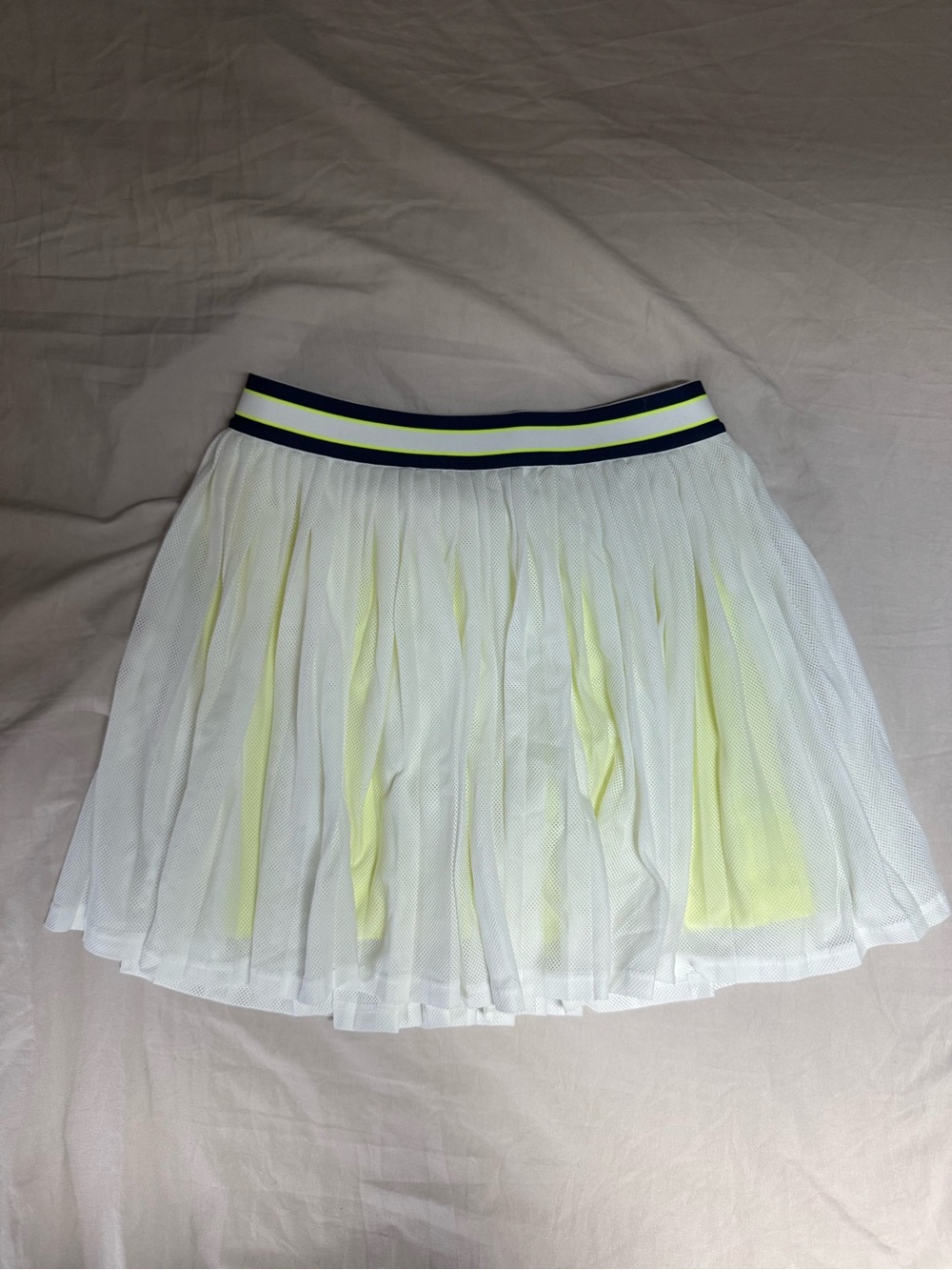 Wilson White Mesh Pleated Skirt with Neon Yellow Shorts/Liner